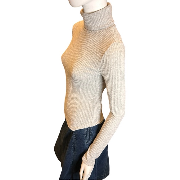 Lulus Gray Ribbed Long Sleeve Turtleneck Top Small - Picture 4 of 8